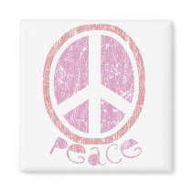 Girly Pink Peace Sign Magnet