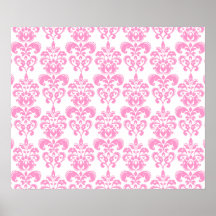 Girly Pink Vintage Damask Pattern 2 Posters