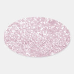 Girly Pink White Abstract Glitter Photo Print Oval Stickers