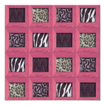 Girly Pink Wooden Framed Animal Prints Art Photo