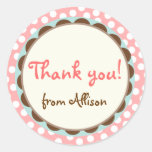 Girly Polka Dots Thank You Stickers stickers