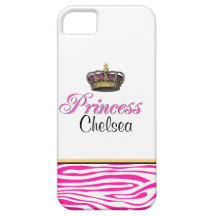 Girly Princess crown hot pink zebra iPhone 5 Cover