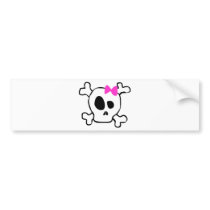 Girly skull bumper sticker