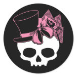 Girly Skull with Hat and Pink Bow stickers