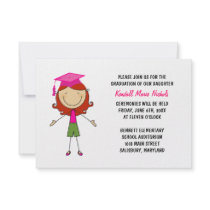 Girly Stick Figure Graduation Invitations