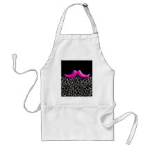 Girly Trendy Animal Print Pink Mustache Aprons