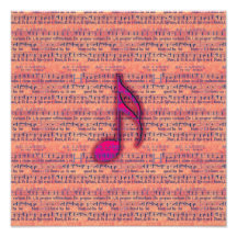 Girly Trendy Musical Note on Sheet Music Art Photo
