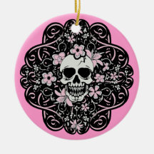 Girly Vintage Skull Christmas Tree Ornament