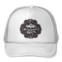 Girly Vintage Skull Trucker Hats