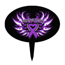 GIST Cancer Awareness Heart Wings Oval Cake Pick