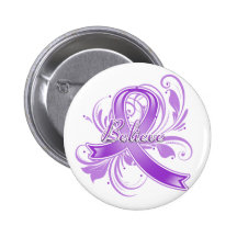 GIST Cancer Believe Flourish Ribbon Button