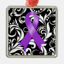 GIST Cancer Ribbon Deco Noir Ornaments