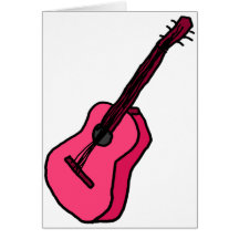 Gitarre in pink grußkarten