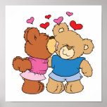 give a smooch kiss valentine teddy bears design posters