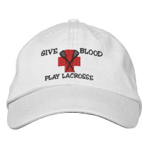 Give Blood Play Lacrosse Embroidered Cap Embroidered Hat