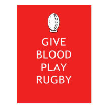 Give Blood Play Rugby Postcard