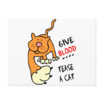 give blood tease a cat postcards