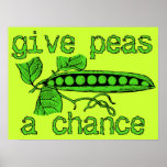 Give Peas A Chance Funny Peace Print Poster Humor