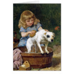 Giving the Dog a Bath - Vintage Dog Art Card
