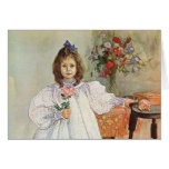 Gladys Holding a Pink Rose Greeting Card