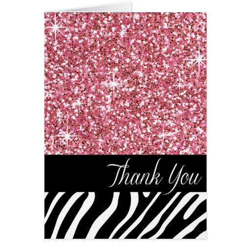 Glam Bling Glitter Zebra Thank You pink Zazzle