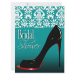 Glam Damask Stiletto Bridal Shower Invitations