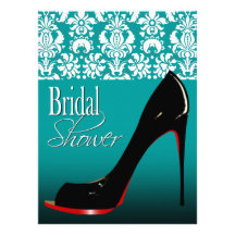Glam Damask Stiletto Bridal Shower Invitations