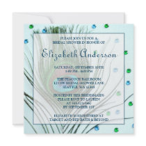 Glam Peacock Feather Teal Bridal Shower