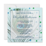 Glam Peacock Feather Teal Bridal Shower invitations