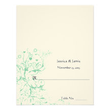 Glass Green Bird & Swirls Wedding Table Place Card Personalized Announcements