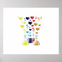 Glass Lab Bottle Colourful Hearts Poster