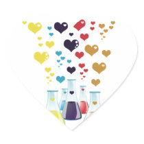 Glass Lab Bottle Colourful Hearts Heart Sticker