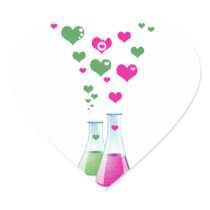 Glass Lab Bottle Pink and Green Hearts Stickers