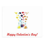 Glass Lab Bottle Red Blue Yellow Purple Hearts Post Card