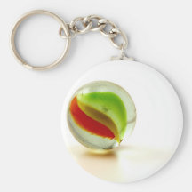 Glass marble photograph key chain