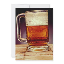 Glass mug filled with dark beer invitations