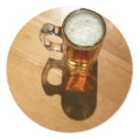 Glass of Beer on Table Round Sticker