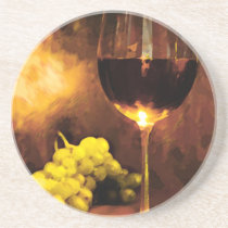 Glass of Wine & Green Grapes in Candlelight
