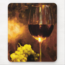 Glass of Wine & Green Grapes in Candlelight