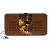 Glass of Wine & Green Grapes in Candlelight Iphone Speakers