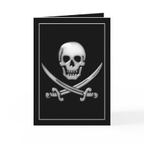 Glassy Pirate Skull & Sword Crossbones Card