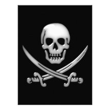 Glassy Pirate Skull & Sword Crossbones Custom Announcements