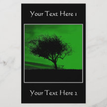 Glastonbury Hawthorn. Tree on Hill. Green Black. Full Color Flyer