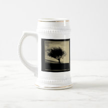 Glastonbury Hawthorn. Tree on Hill. Sepia Colour. Coffee Mug