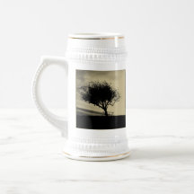 Glastonbury Hawthorn. Tree on Hill. Sepia Colour. Coffee Mugs