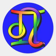 GLBT Gemini & Leo Round Sticker