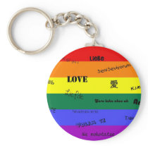 GLBT Pride: "Love" in Many Languages Keychain