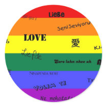 GLBT Pride: "Love" in Many Languages Sticker