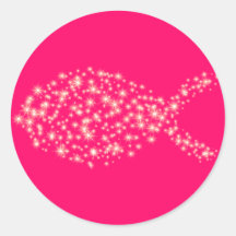 Glitter Christian Fish Symbol Round Sticker