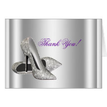 Glitter High Heels Shoes White Thank You Cards